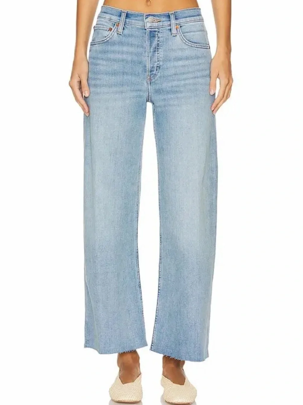 RE/DONE Originals Mid Rise Wide Leg Crop Jeans Light Wash Size 24 🩷